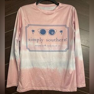 Simply Southern rash guard size small pink and white